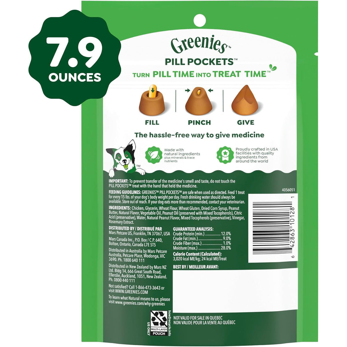 Greenies Pill Pockets Large Size Dog Treats, Peanut Butter, 7.9 Oz