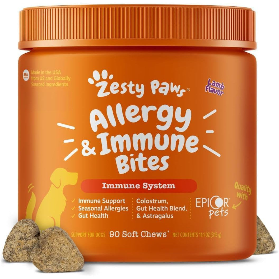 Zesty Paws Dog Allergy Chews - Dog Allergy Relief, Lamb, 90 Ct