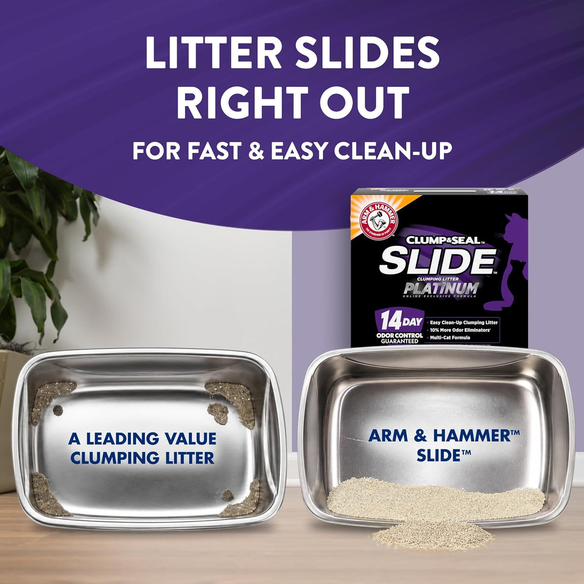 ARM & HAMMER Slide Platinum Easy Clean-Up Clumping Cat Litter, 34 Lbs