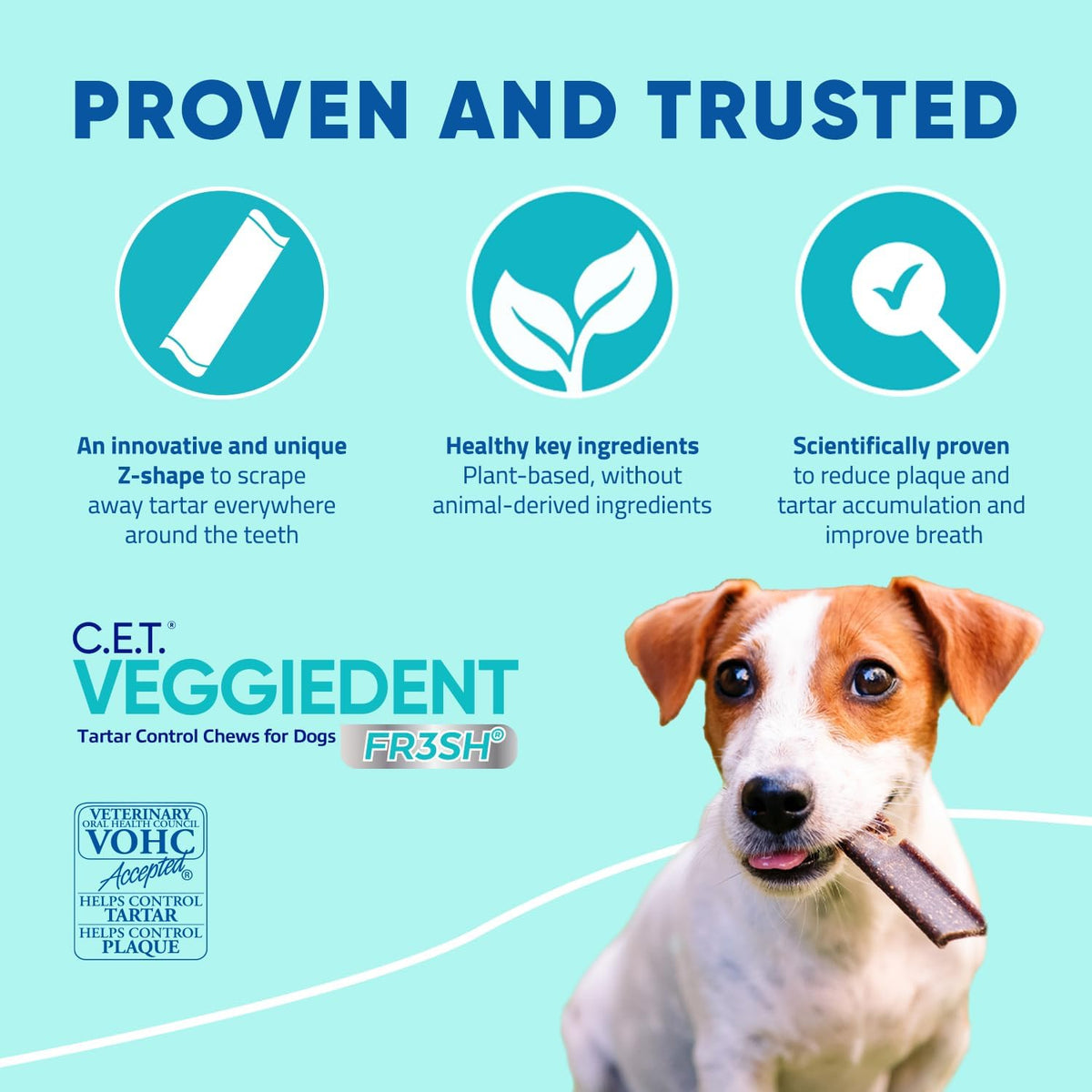 C.E.T. Veggiedent Fr3Sh Plaque and Tartar Control Chews for Dogs, Medium