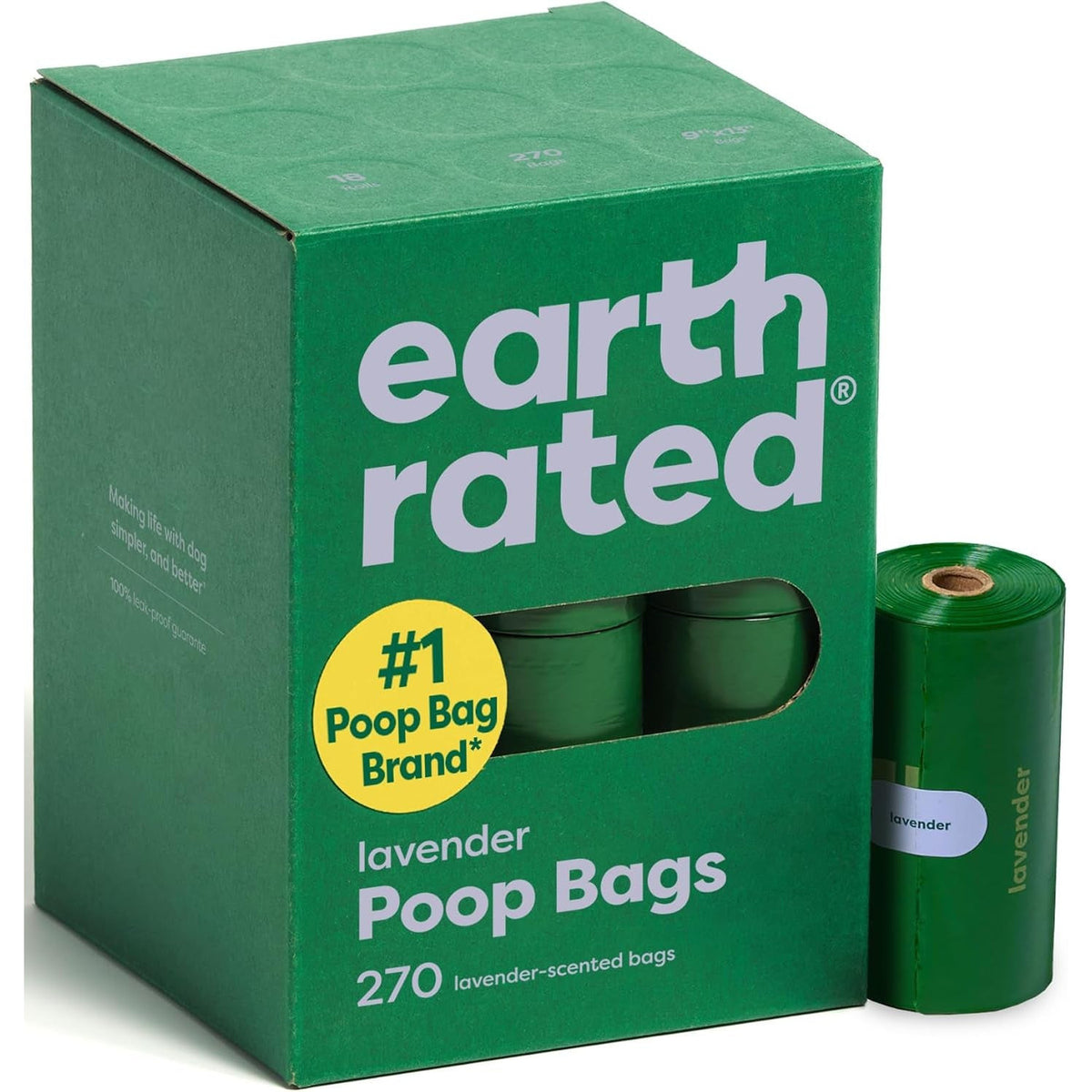 Earth Rated Dog Poop Bags on Refill Rolls, 270 Bags, Lavender