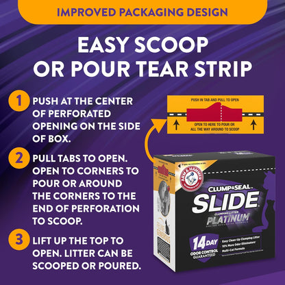 ARM & HAMMER Slide Platinum Easy Clean-Up Clumping Cat Litter, 34 Lbs
