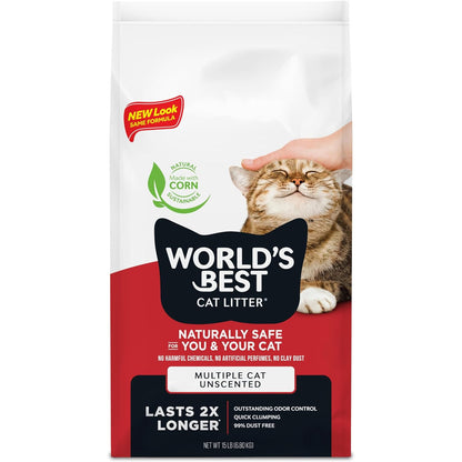 World'S Best Cat Litter, Multiple Cat, Unscented, Odor Control, 15 Lb Bag