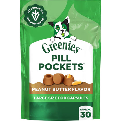 Greenies Pill Pockets Large Size Dog Treats, Peanut Butter, 7.9 Oz