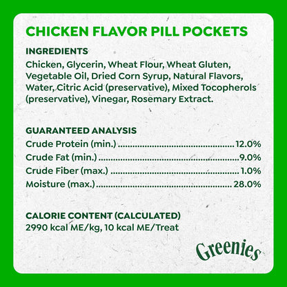Greenies Pill Pockets Small Dog Treats, Chicken Flavor, 3.2 Oz