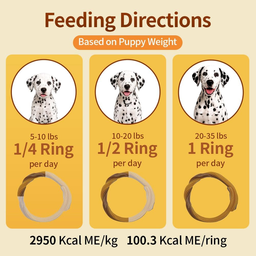 N-Bone Puppy Teething Rings Pumpkin Flavor Natural Teething Chews Gum & Dental Support 6 Rings