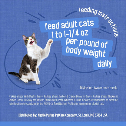 Purina Friskies Wet Cat Food Variety Pack, Shreds, 40 Pack 5.5 Oz Cans