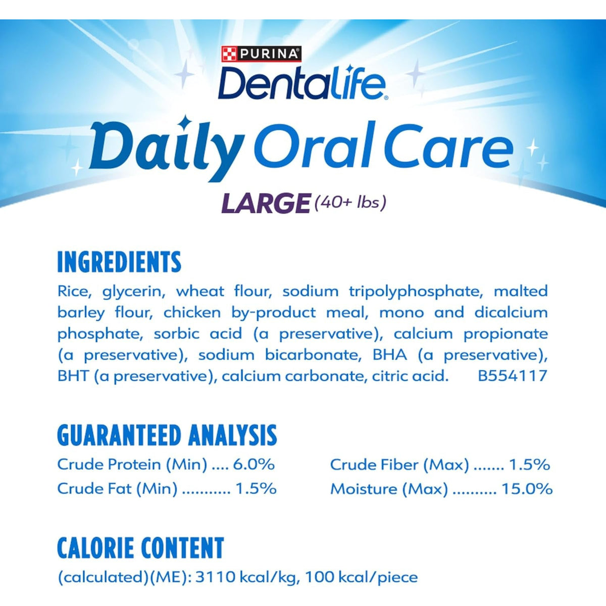 Dentalife Purina Daily Dental Chews for Large Dogs, 18 Ct Pouch