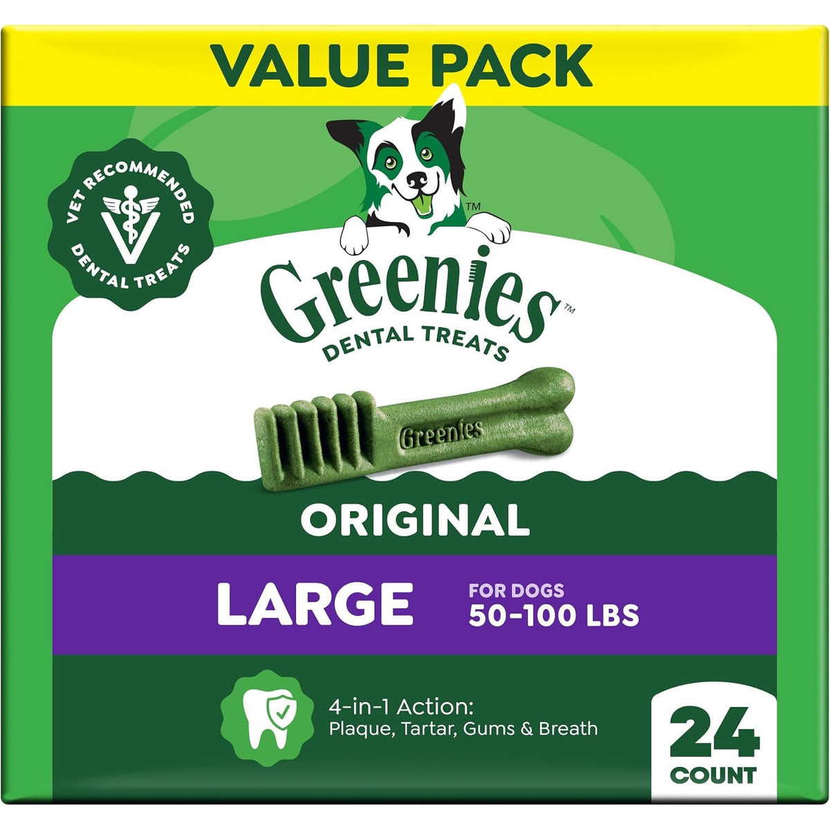 Greenies Large Natural Dental Dog Treats, Original Flavor, 24 Count
