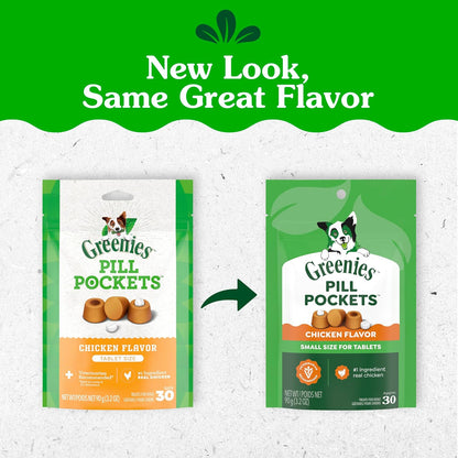 Greenies Pill Pockets Small Dog Treats, Chicken Flavor, 3.2 Oz
