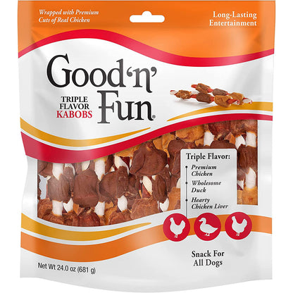 Good 'N' Fun Kabobs Long-Lasting Dog Treat Made with Real Protein, 24 Oz