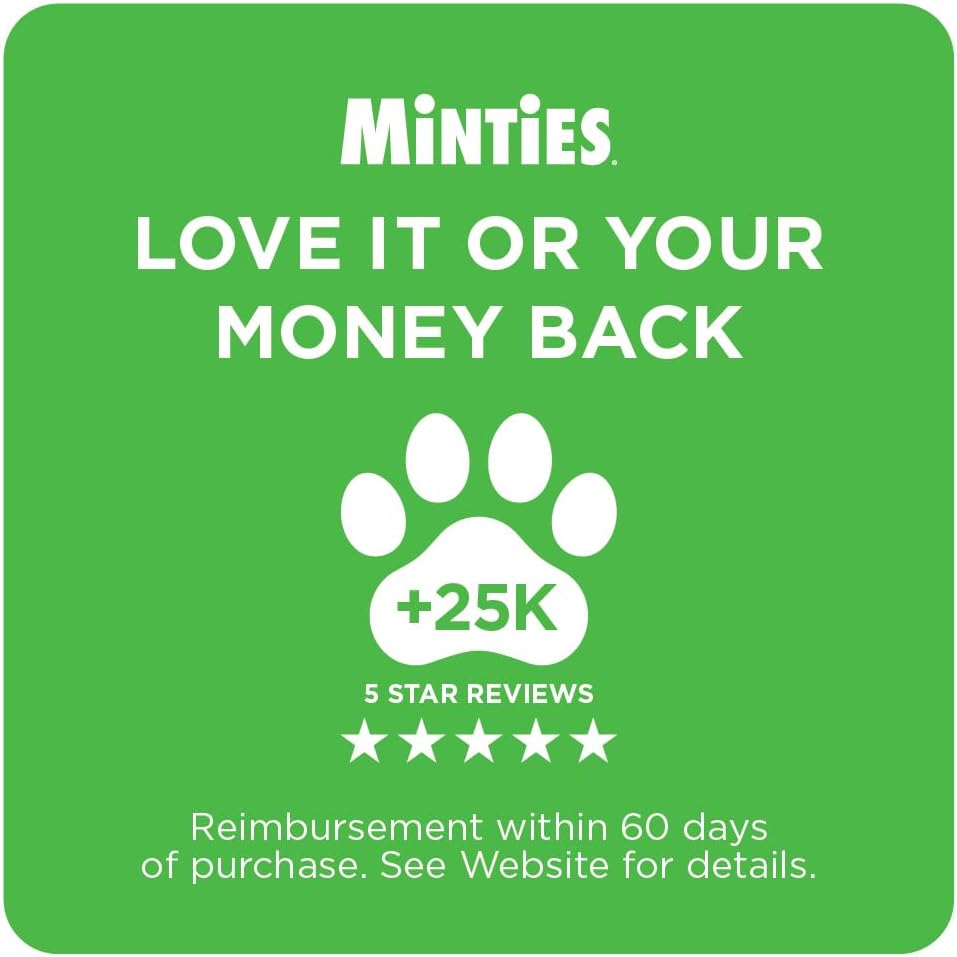 Minties Mint Dental Chews for Dogs, Medium Breeds 25-50 Lbs, 40 Ct