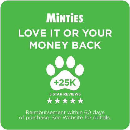 Minties Mint Dental Chews for Dogs, Medium Breeds 25-50 Lbs, 40 Ct