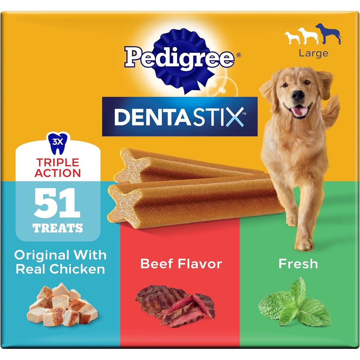 Pedigree Dentastix Large Breed Dental Dog Treats, Variety, 51 Count