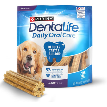 Dentalife Purina Daily Dental Chews for Large Dogs, 18 Ct Pouch