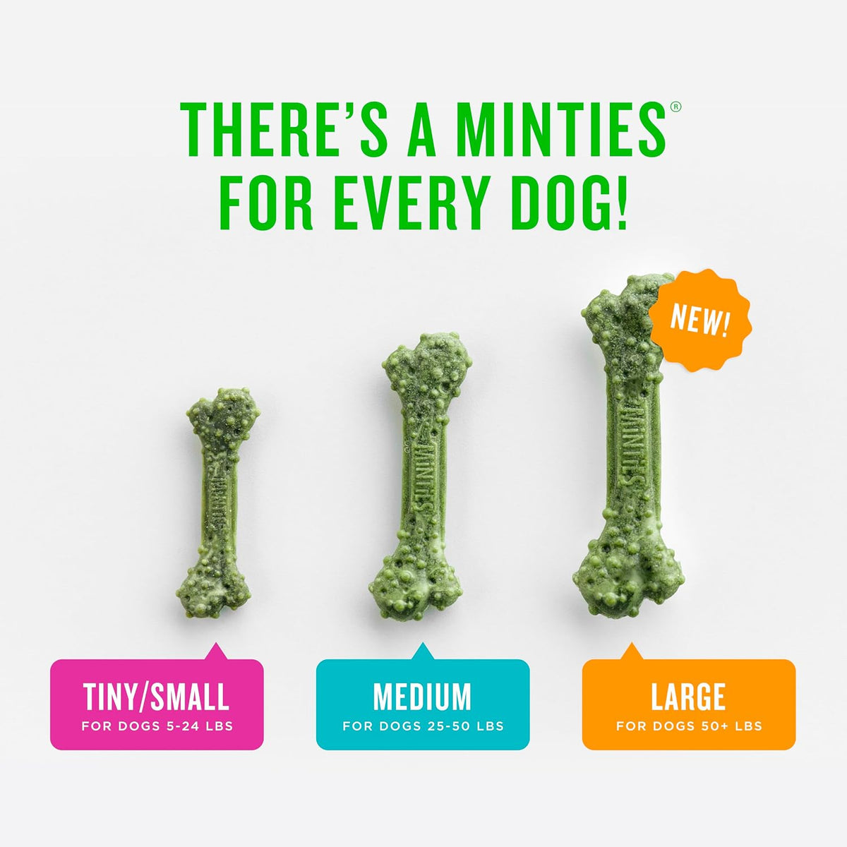 Minties Mint Dental Chews for Dogs, Medium Breeds 25-50 Lbs, 40 Ct