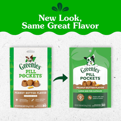 Greenies Pill Pockets Large Size Dog Treats, Peanut Butter, 7.9 Oz