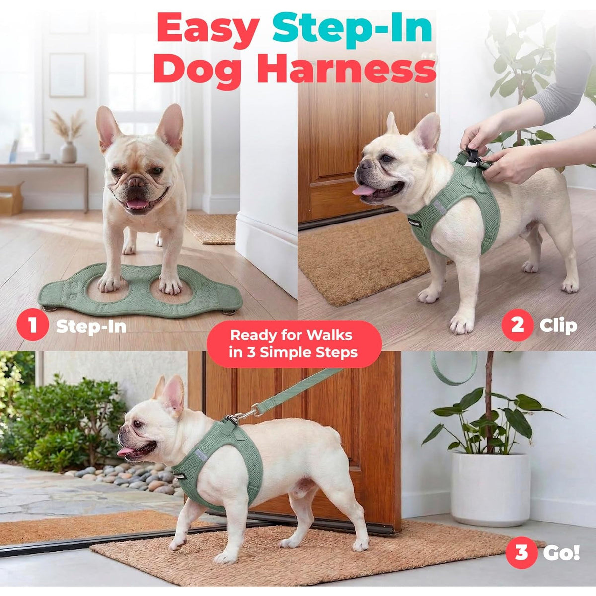 Voyager Step-In Air Dog Vest Harness - Moss Green, Small