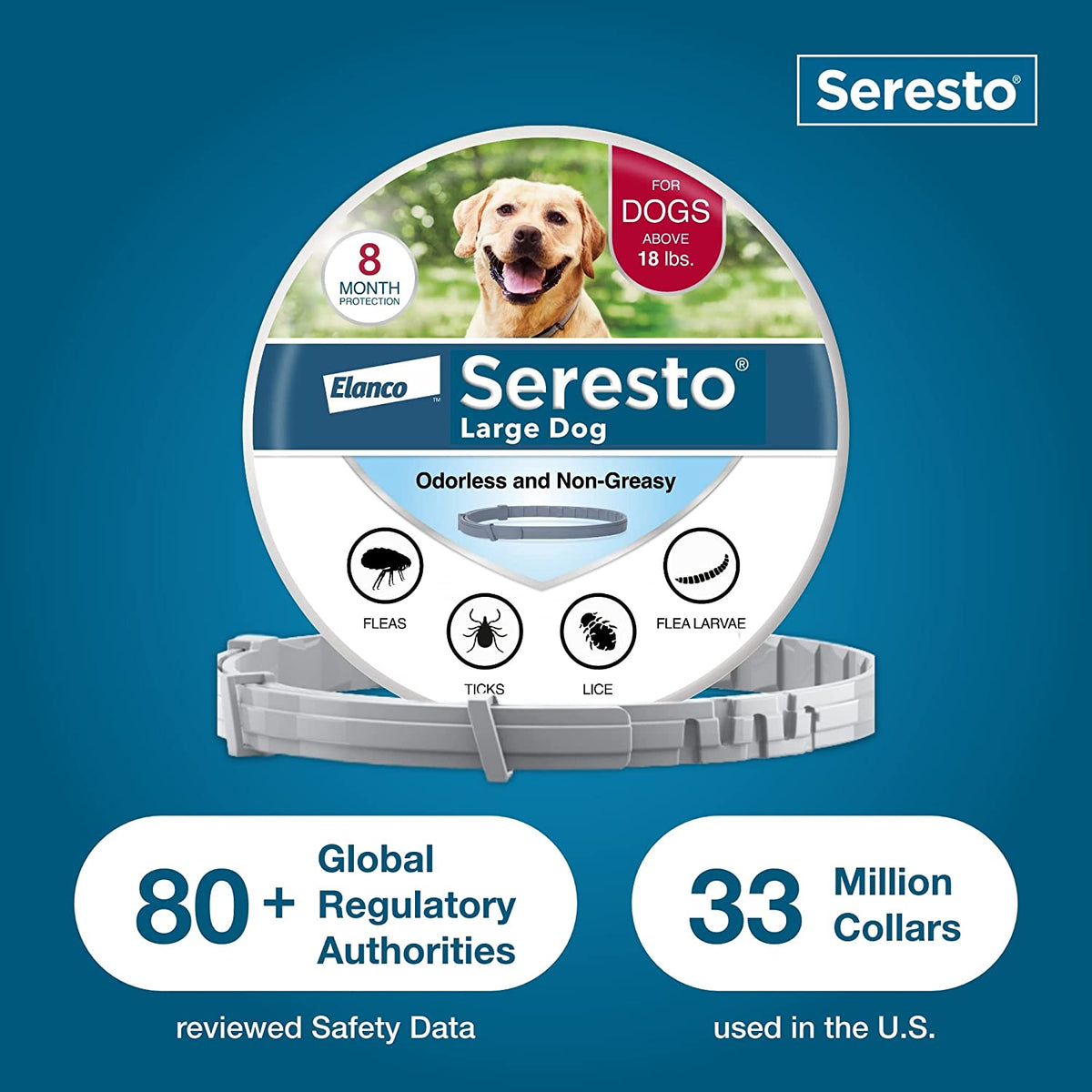 Seresto 8-Month Flea & Tick Collar for Large Dogs over 18 Lbs., 1Ct