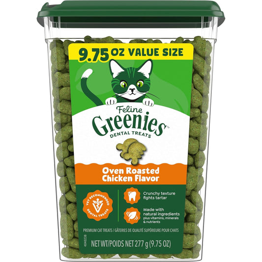 Greenies Feline Natural Dental Cat Treats, Roasted Chicken Flavor, 9.75 Oz