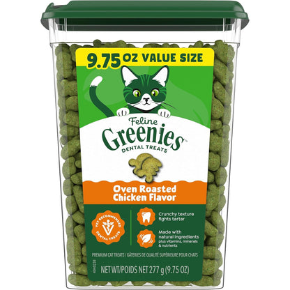 Greenies Feline Natural Dental Cat Treats, Roasted Chicken Flavor, 9.75 Oz