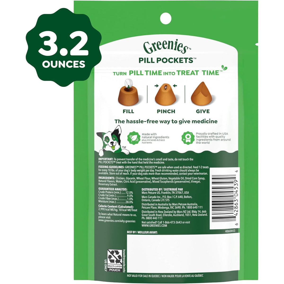 Greenies Pill Pockets Small Dog Treats, Chicken Flavor, 3.2 Oz