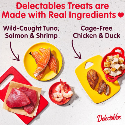 Delectables Squeeze up Variety Pack, Creamy Squeezable Puree, Lickable Wet Cat Treats, Grain Free, No Added Fillers, No By-Products, No Added Preservatives, 0.5 Ounces Tube, 24 Tubes Total