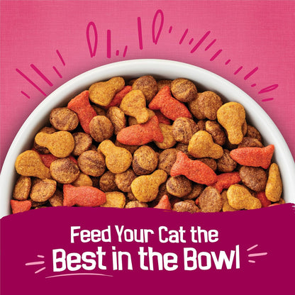 Purina Friskies Gravy Swirlers Dry Cat Food, Chicken & Salmon, 3.15 Lb Bag