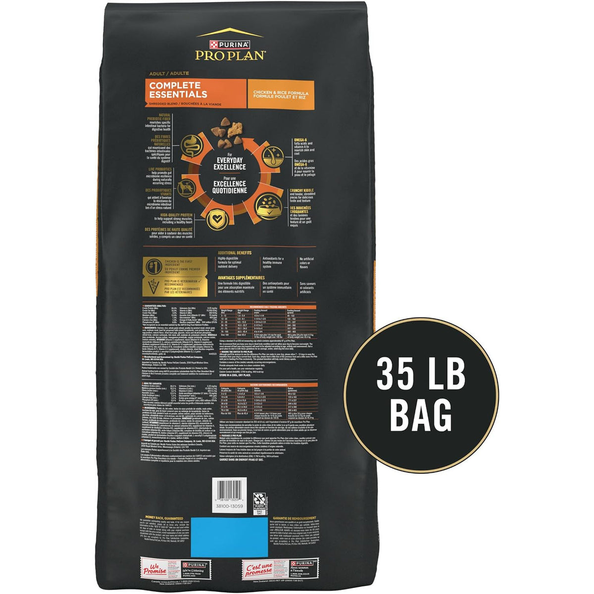 Purina Pro Plan Complete Essentials Chicken & Rice Dry Dog Food, 35 Lb Bag