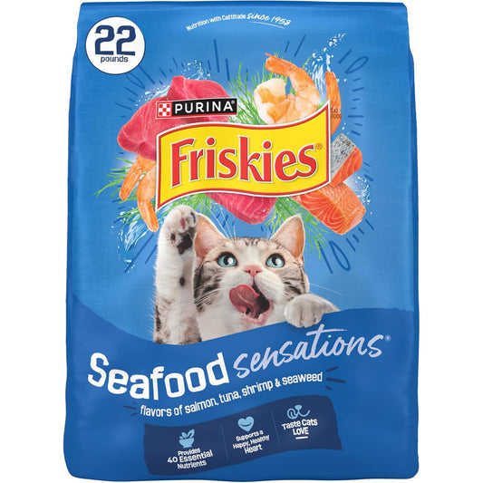 Friskies Purina Seafood Sensations Dry Cat Food, 22 Lb Bag