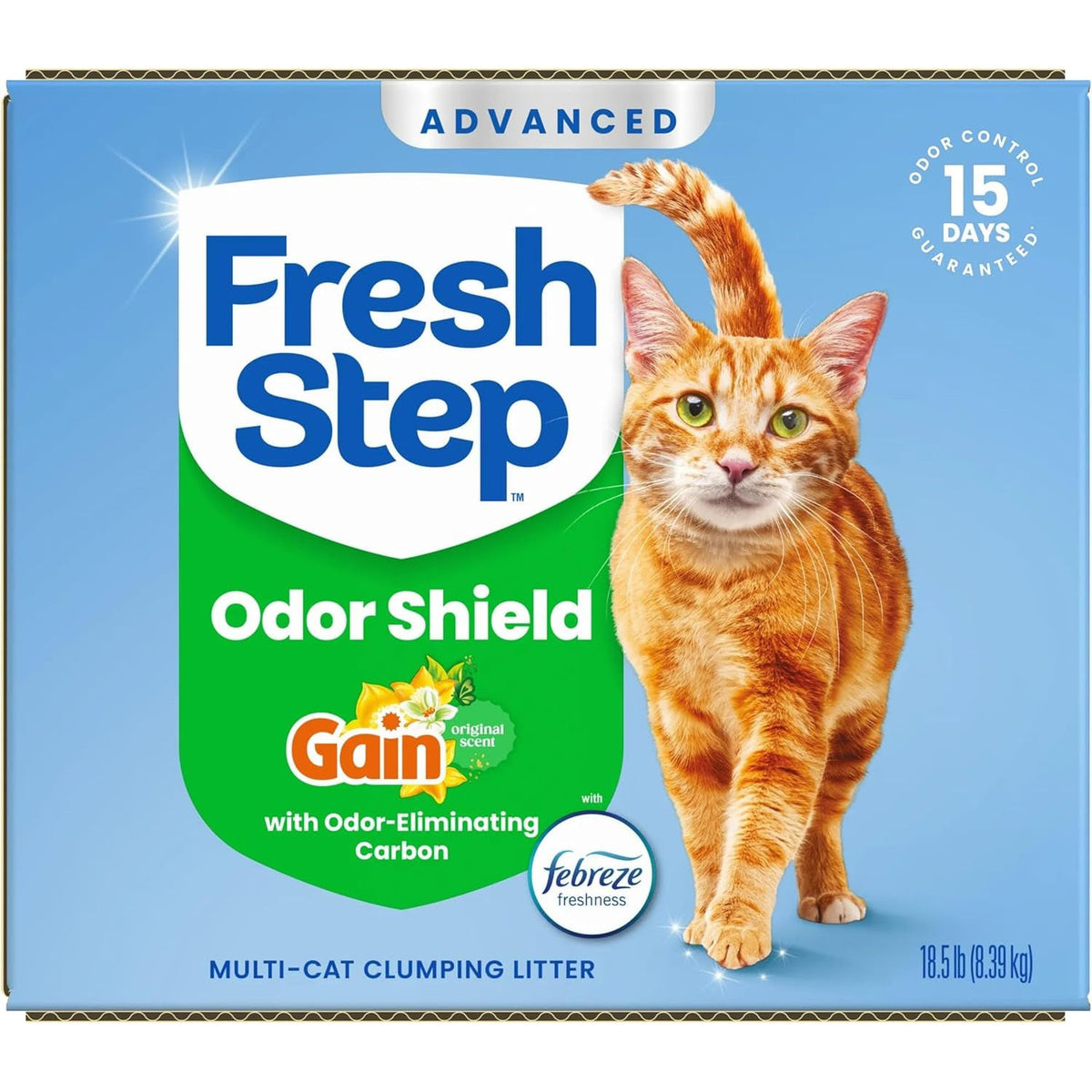 Fresh Step Advanced Odor Shield Clumping Cat Litter with Gain, 18.5 Lb, 2Pk