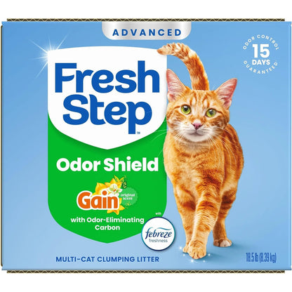 Fresh Step Advanced Odor Shield Clumping Cat Litter with Gain, 18.5 Lb, 2Pk