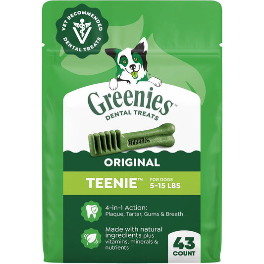 Greenies Teenie Original Natural Dental Dog Treats, Chicken, 43 Count