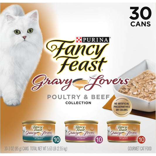 Purina Fancy Feast Gravy Lovers Wet Cat Food, 3 Oz Cans, 30-Pack