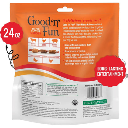 Good 'N' Fun Kabobs Long-Lasting Dog Treat Made with Real Protein, 24 Oz