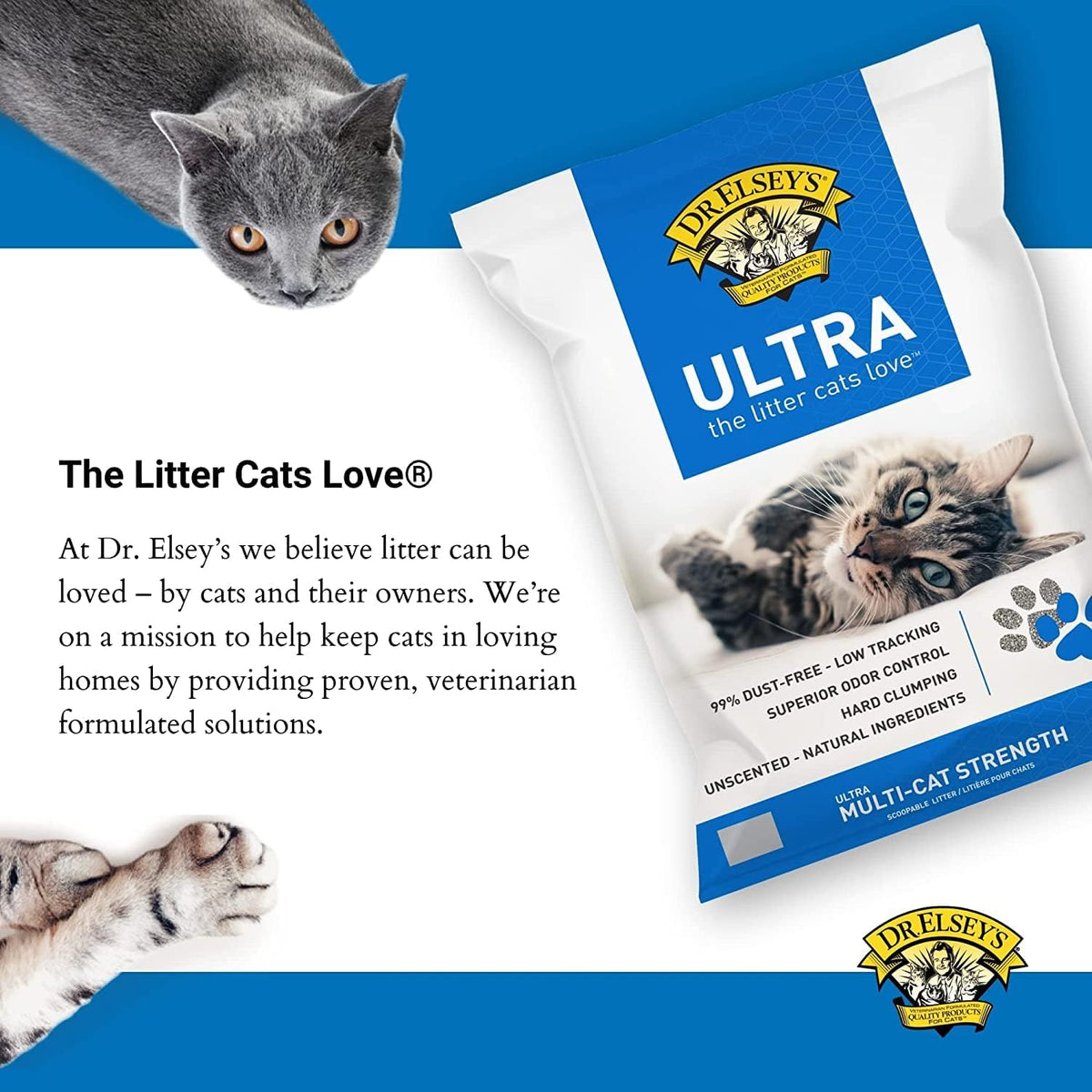 Dr. Elsey'S Ultra Unscented Clumping Clay Cat Litter 40 Lb. Bag