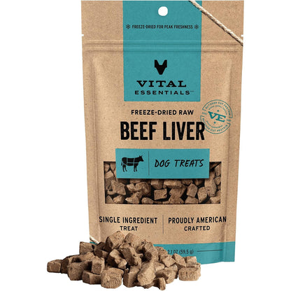 Vital Essentials Freeze Dried Dog Treats, Beef Liver, 2.1 Oz Bag