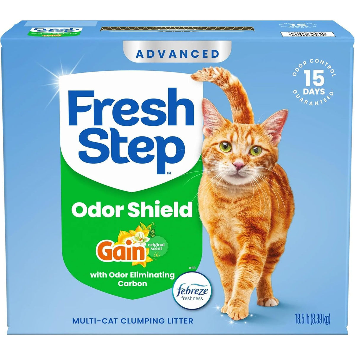 Fresh Step Advanced Odor Shield Clumping Cat Litter with Gain, 18.5 Lb, 2Pk