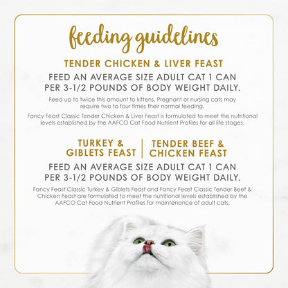 Fancy Feast Classic Pate Poultry & Beef Wet Cat Food, 3 Oz Cans, 30-Pack