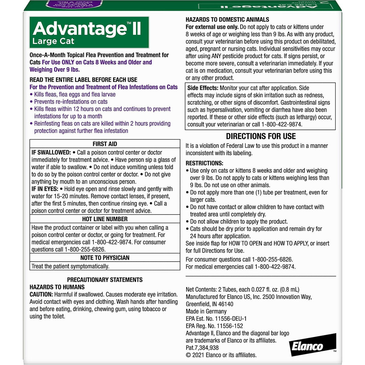 Advantage II Large Cat Topical Flea Treatment & Prevention, 2Ct