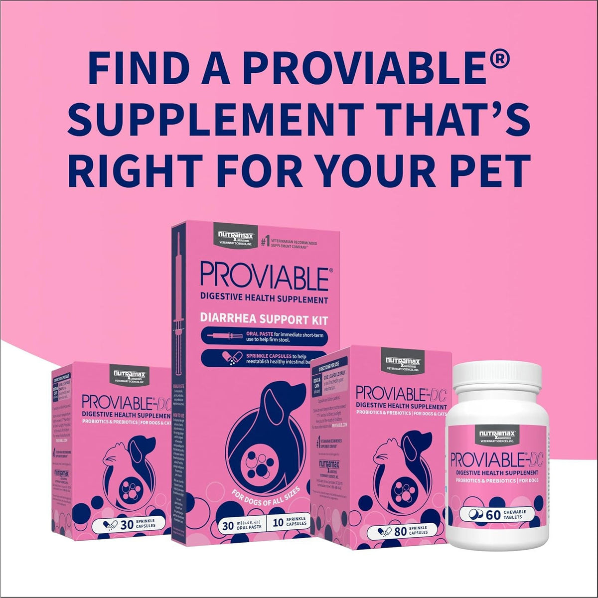 Nutramax Proviable Probiotics for Dogs & Cats, Sprinkle Capsules, 30Ct