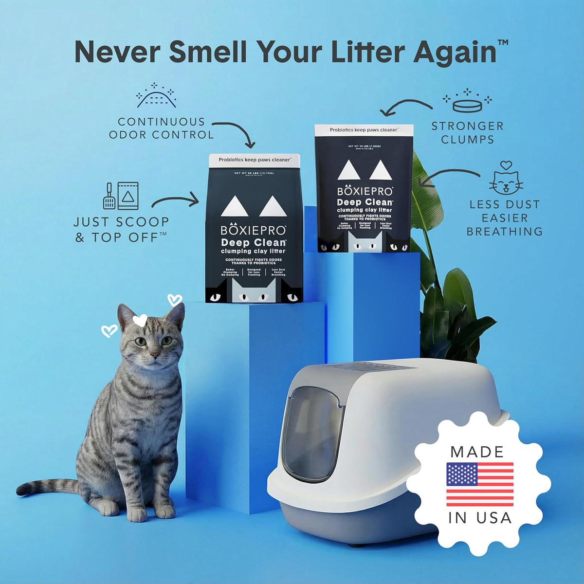 Boxie Probiotic Clumping Cat Litter 40+ Day Odor Control Dust Free 16 Lb