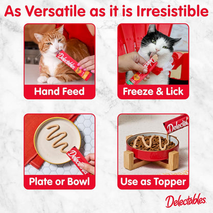 Delectables Squeeze up Variety Pack, Creamy Squeezable Puree, Lickable Wet Cat Treats, Grain Free, No Added Fillers, No By-Products, No Added Preservatives, 0.5 Ounces Tube, 24 Tubes Total