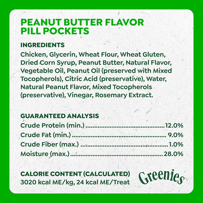Greenies Pill Pockets Large Size Dog Treats, Peanut Butter, 7.9 Oz