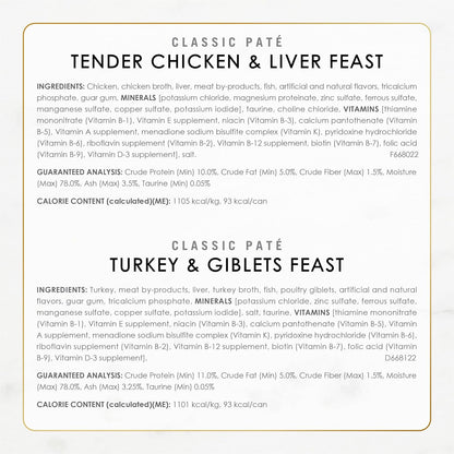 Fancy Feast Classic Pate Poultry & Beef Wet Cat Food, 3 Oz Cans, 30-Pack