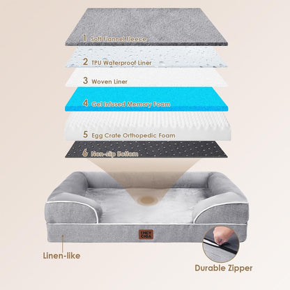 EHEYCIGA Orthopedic Extra Large Dog Bed, Waterproof Washable XL Pet Bed 44"
